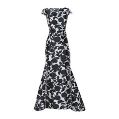 CH Carolina Herrera Monochrom bedrucktes ärmelloses Kleid mit Rundhalsausschnitt L