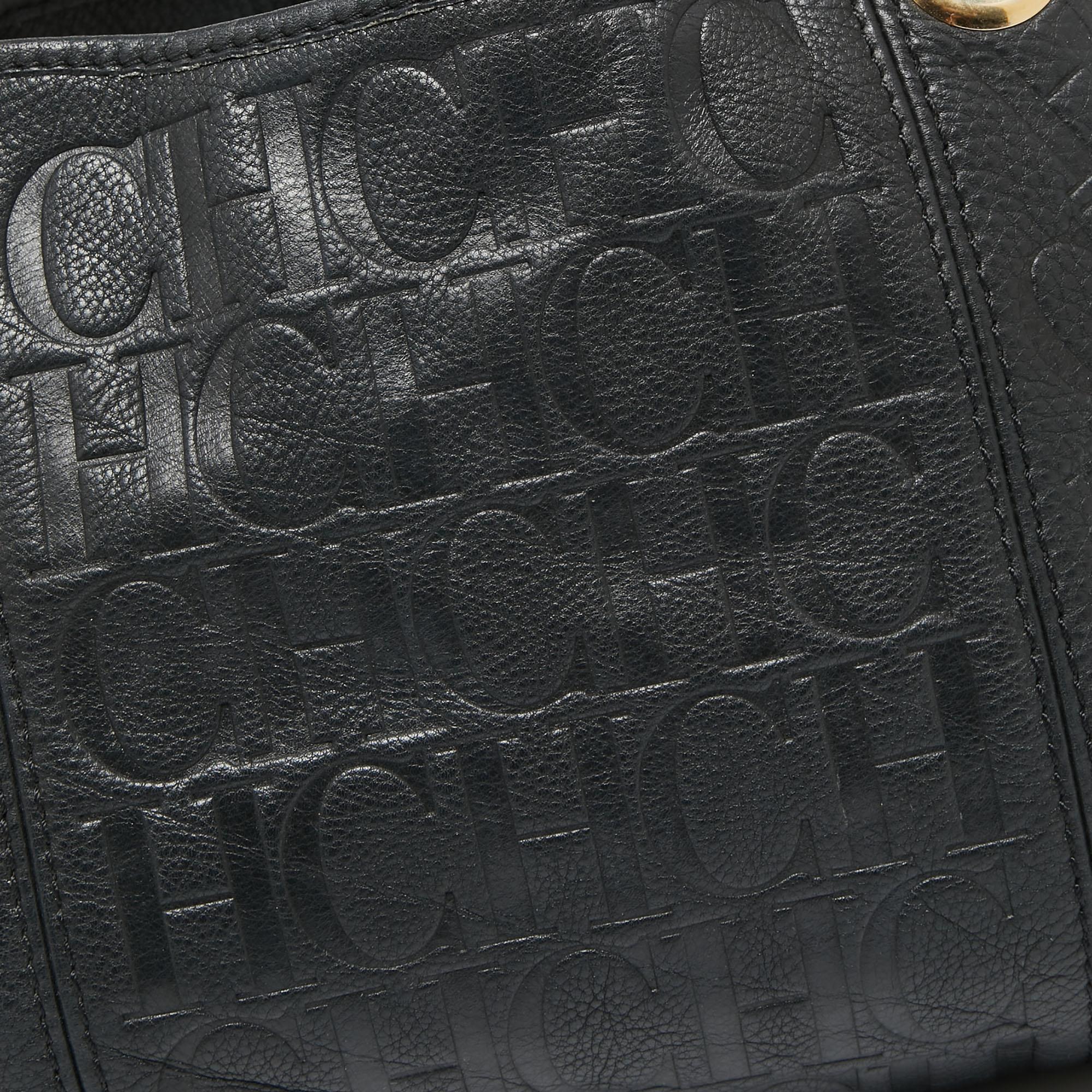 CH Carolina Herrera Monogram Embossed Leather Chain Hobo 3