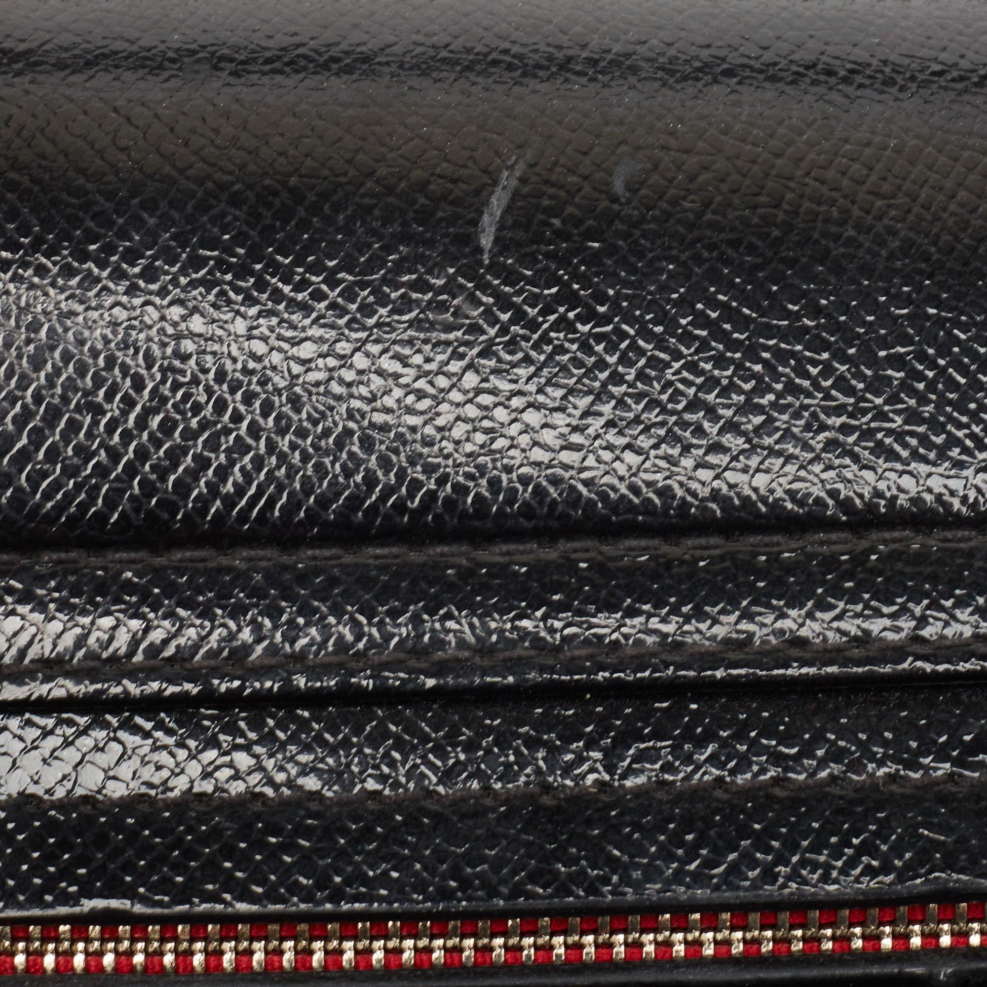 CH Carolina Herrera Monogram  Patent Leather Push Lock Flap Top Handle Bag For Sale 8