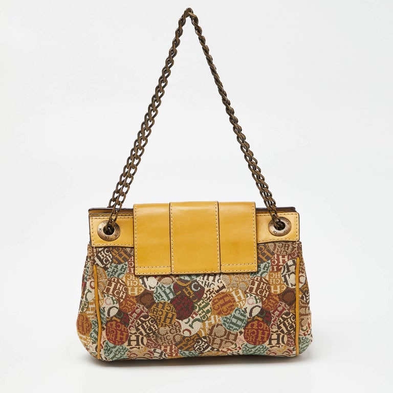 CH Carolina Herrera Multicolor Monogram Canvas and Leather Chain