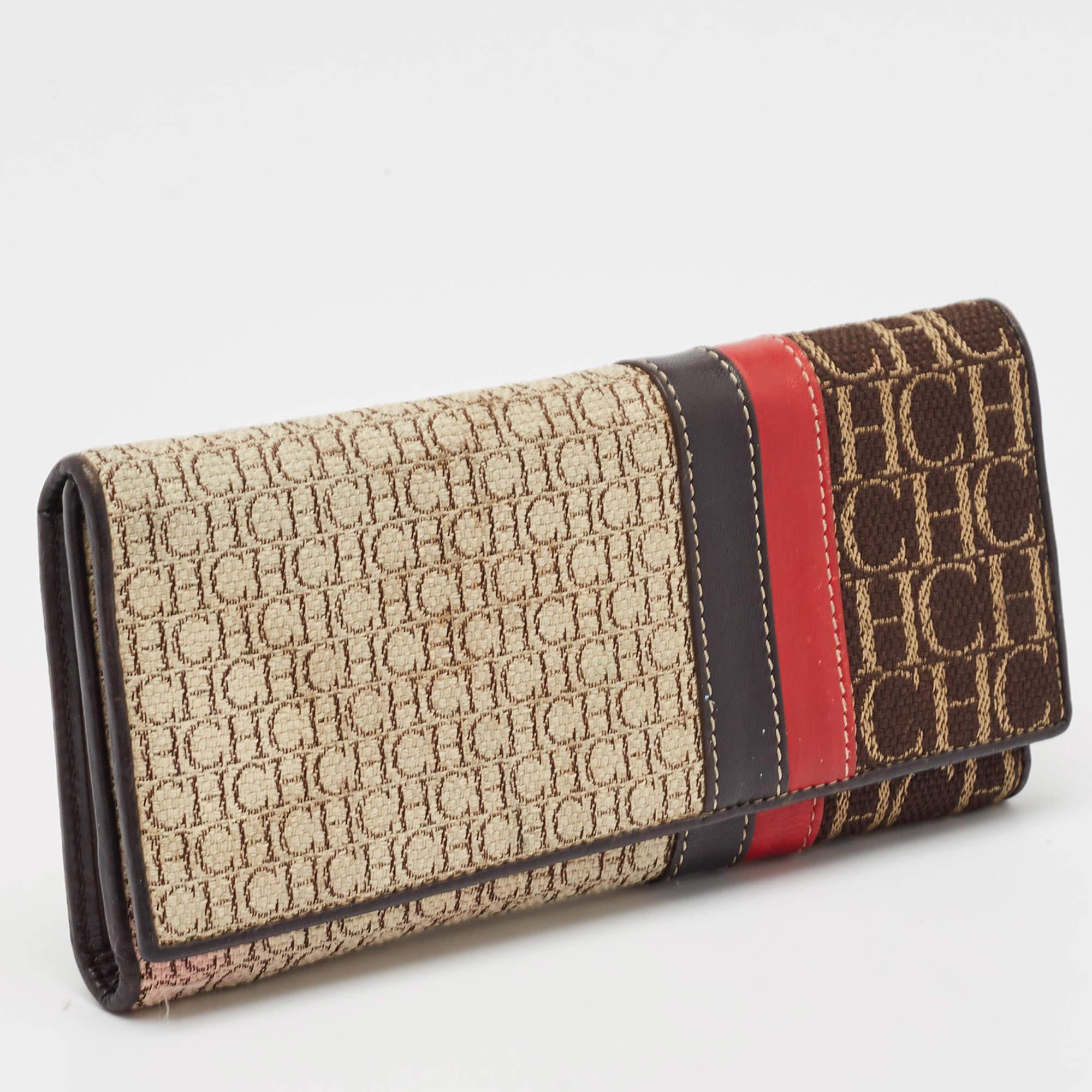 De las mujeres CH Cartera Continental de Lona y Piel con Monograma Multicolor Carolina Herrera en venta