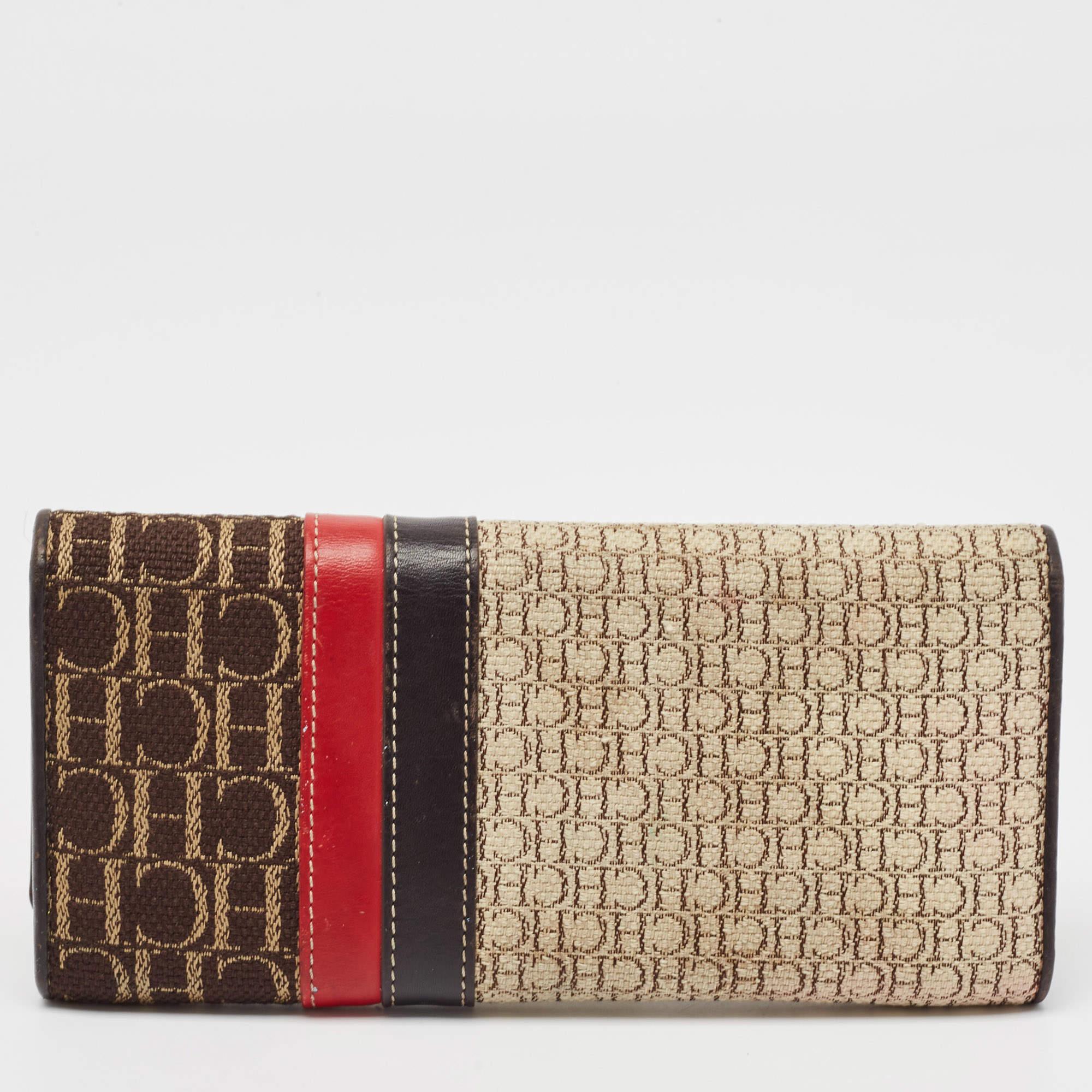 CH Cartera Continental de Lona y Piel con Monograma Multicolor Carolina Herrera en venta 1