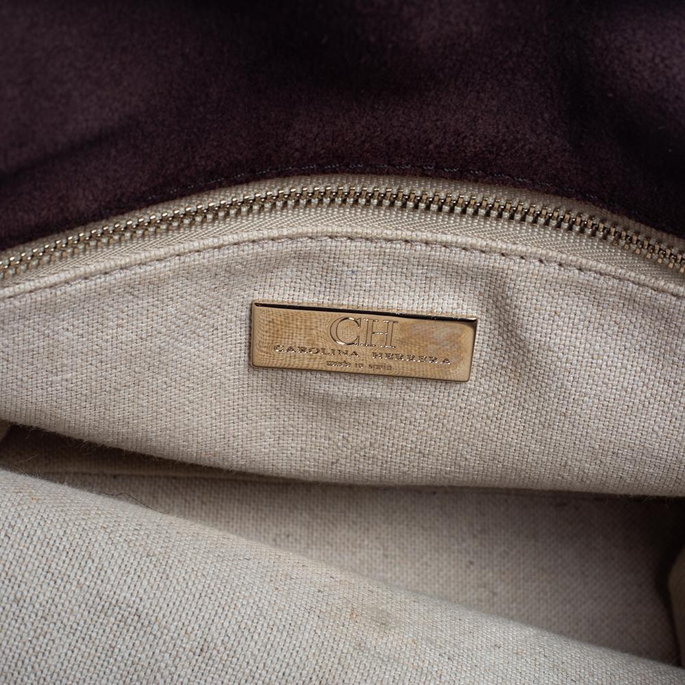 CH Carolina Herrera Bolso de asa superior de lona revestida y piel con monograma multicolor 1