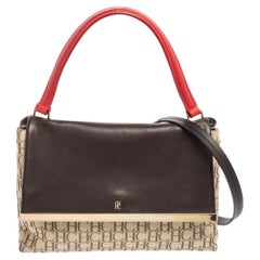 CH Carolina Herrera Bolso de asa superior de lona revestida y piel con monograma multicolor