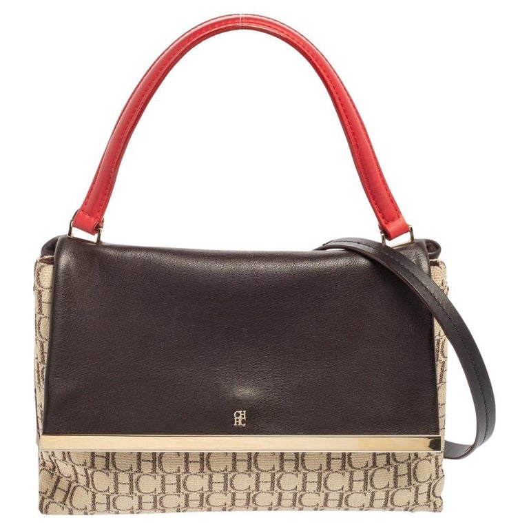 CH Carolina Herrera Multicolor Monogram Coated Canvas and Leather Top  Handle Bag at 1stDibs