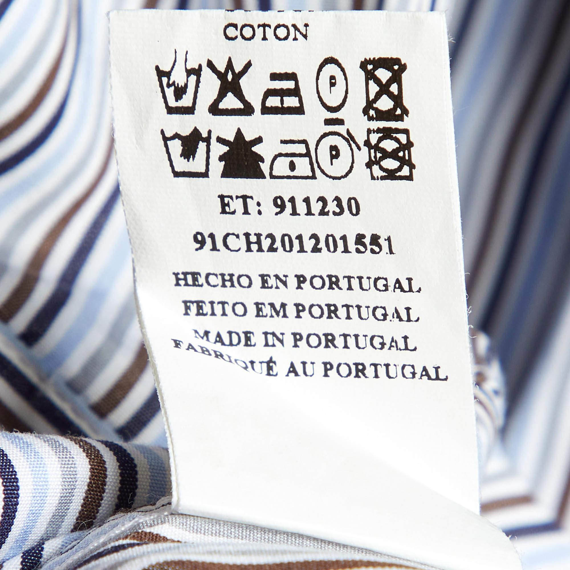 CH Carolina Herrera Multicolor Stripe Logo Embroidered Cotton Shirt M For Sale 1