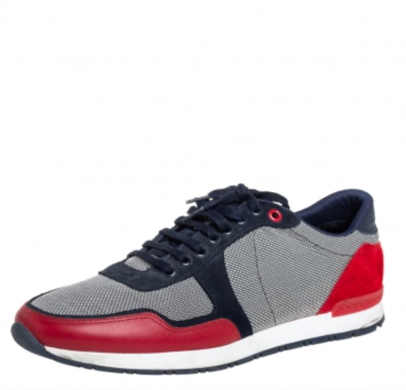 Men's CH Carolina Herrera Multicolor Suede And Leather Low Top Sneakers Size 40 For Sale