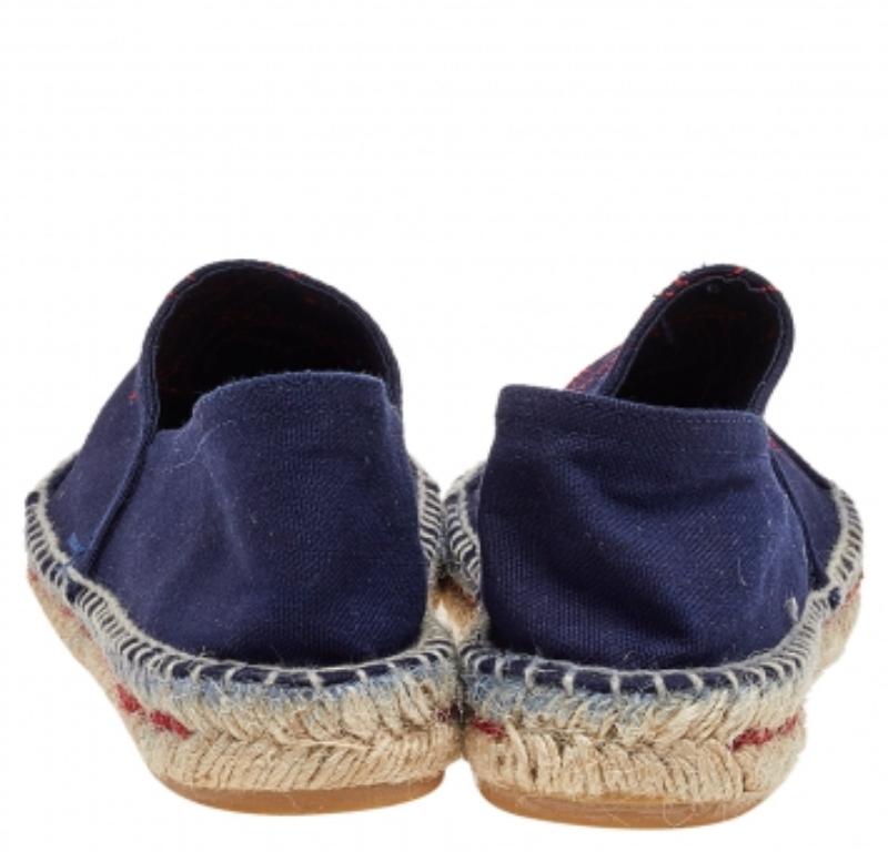 CH Carolina Herrera Navy Blue Canvas Espadrille Flats Size 37 In Good Condition In Dubai, Al Qouz 2
