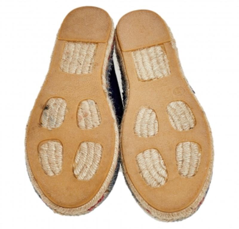CH Carolina Herrera Navy Blue Canvas Espadrille Flats Size 37 2