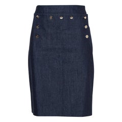 CH Carolina Herrera Gonna al ginocchio con dettagli in denim blu navy L