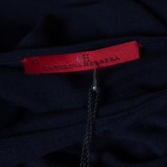CH Carolina Herrera Navy Blue Knit Gold Button Detail Dolman Sleeve Top XS