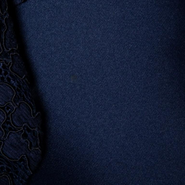 CH Carolina Herrera Abito Peplum senza maniche in pizzo blu navy XS in vendita 1