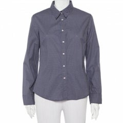 CH Carolina Herrera Navy Blue Logo Printed Cotton Button Front Shirt L