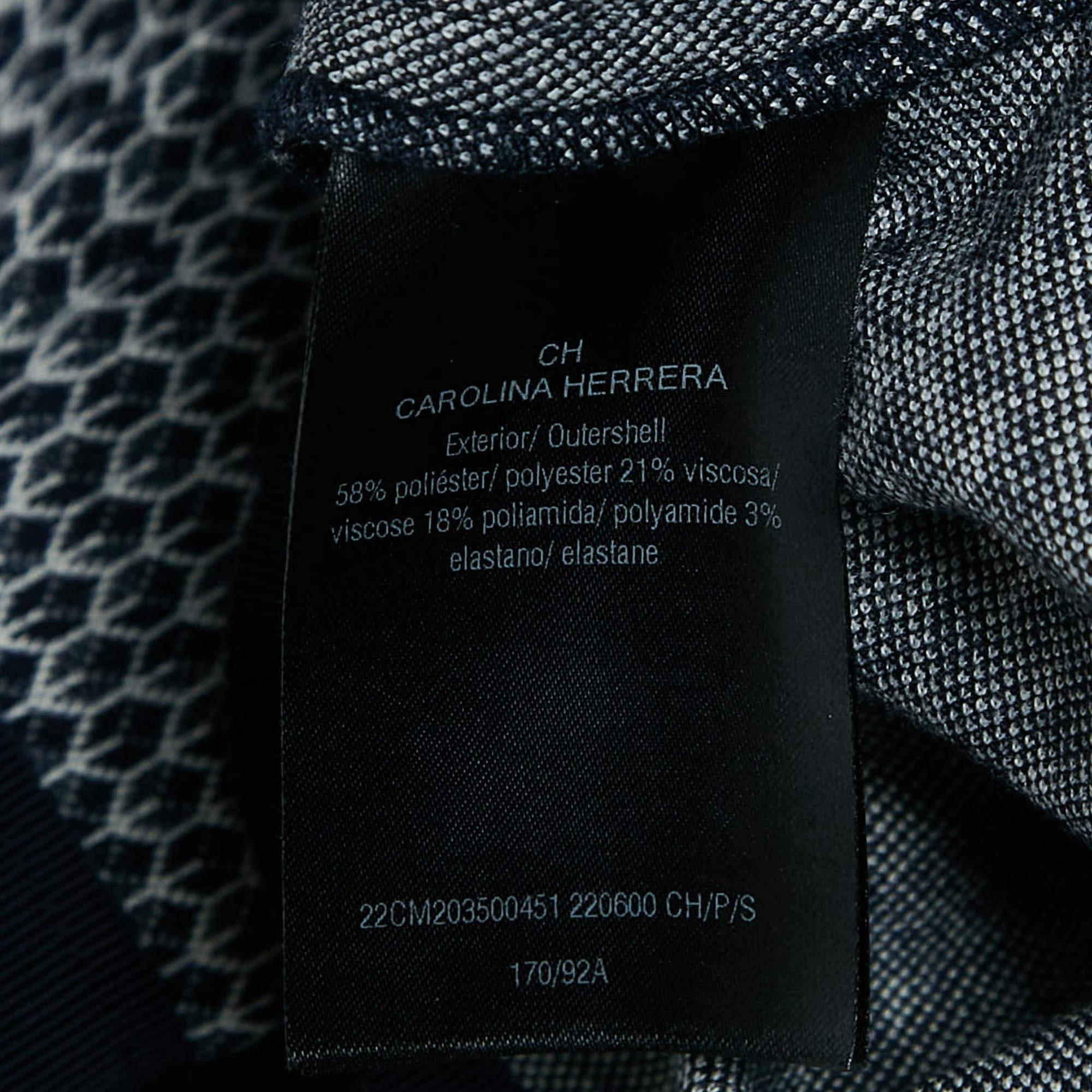 Women's CH Carolina Herrera  Navy Blue Patterned Stretch Knit Top S For Sale