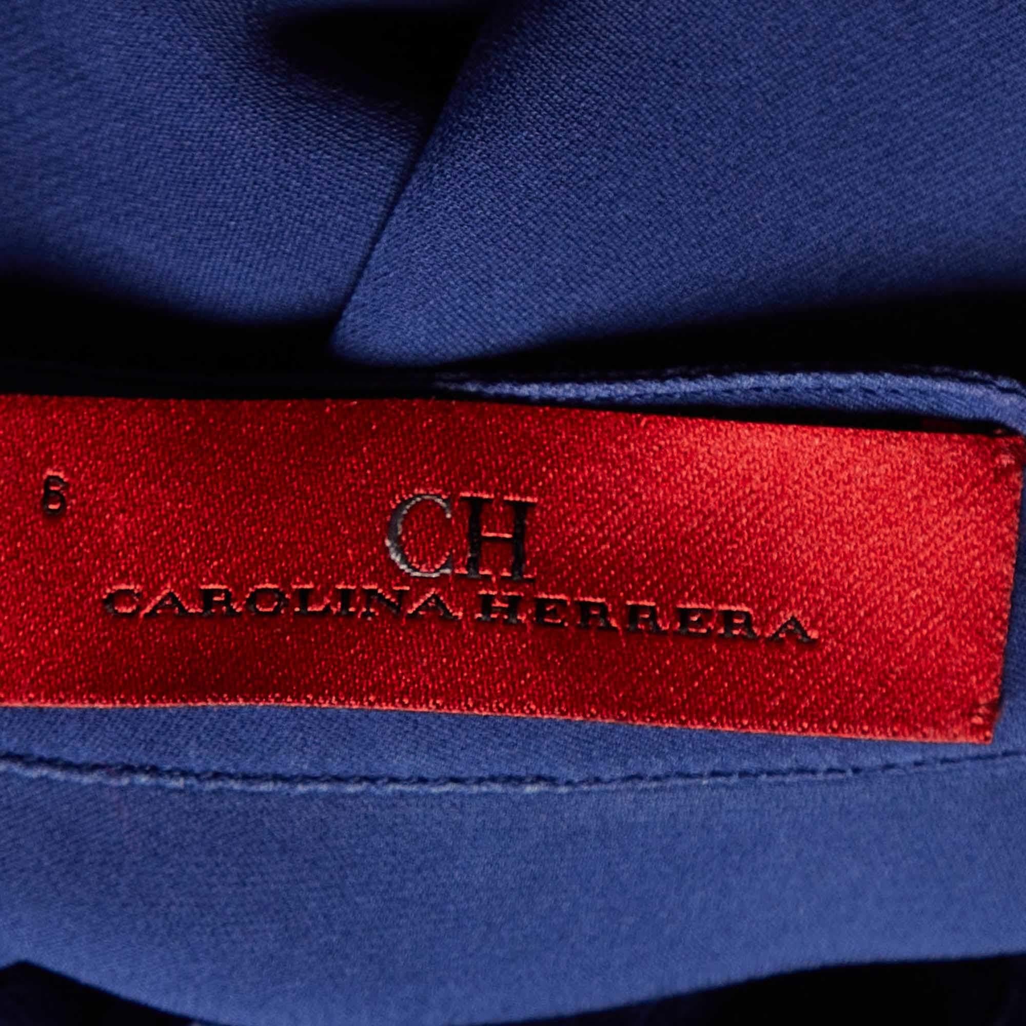 CH Carolina Herrera Camicetta senza maniche in seta blu scuro M In condizioni buone in vendita a Dubai, Al Qouz 2