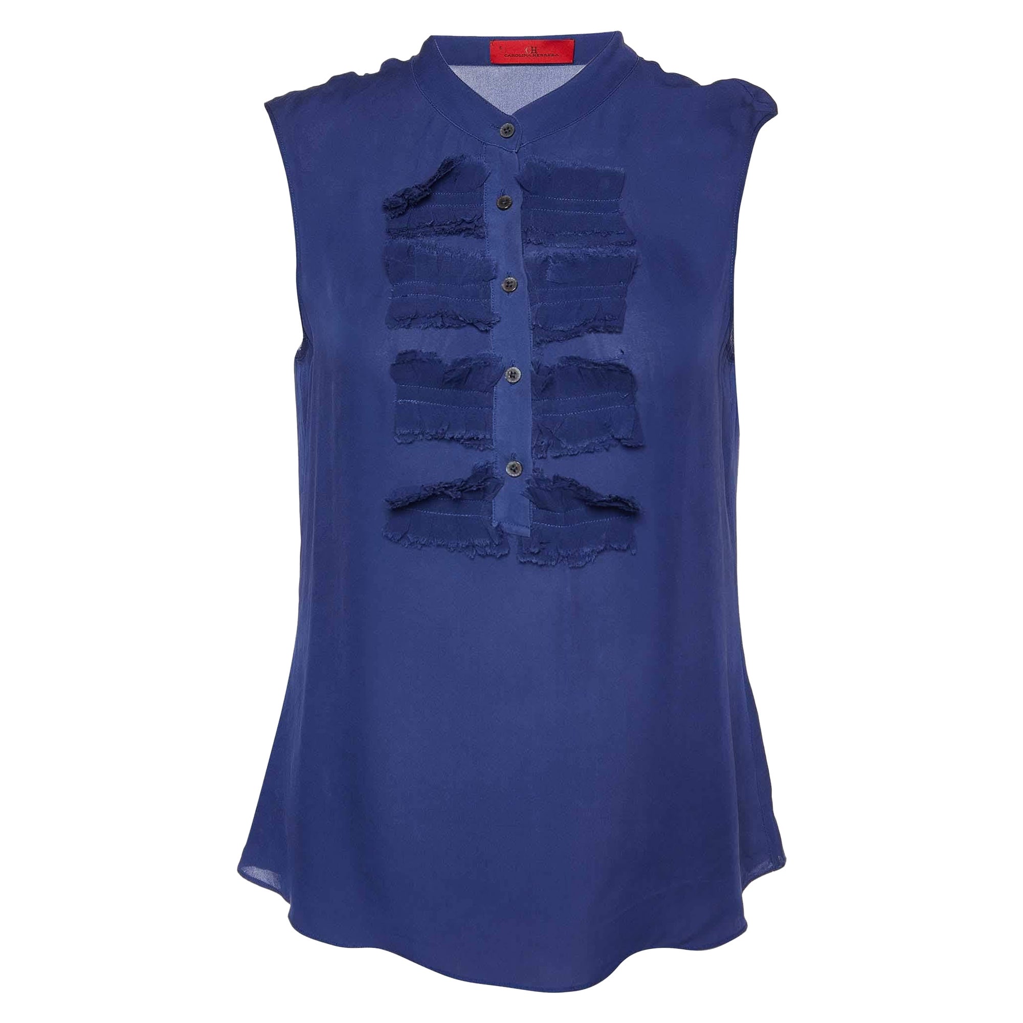 Chemisier sans manches Carolina Herrera bleu marine CH M