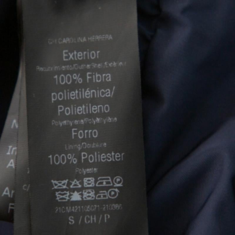 CH Carolina Herrera Navy Blue Synthetic Zip Front Peplum Jacket S In Good Condition For Sale In Dubai, Al Qouz 2