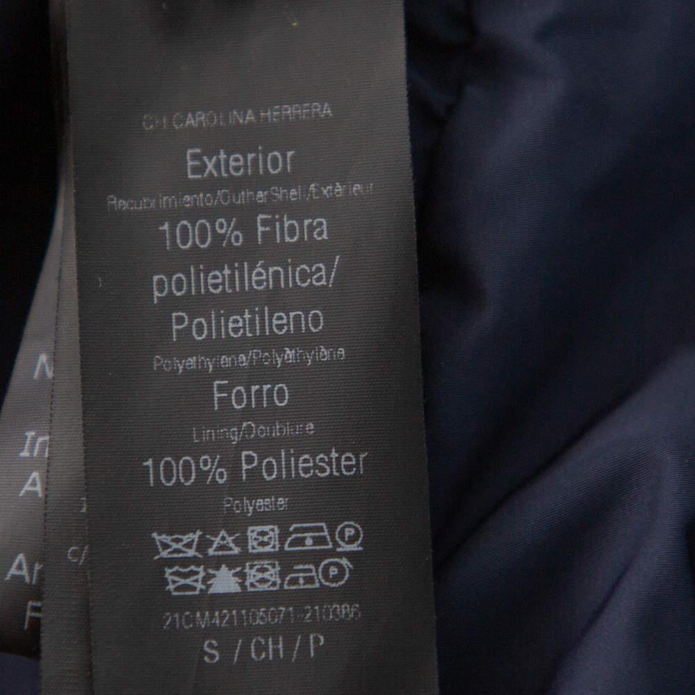 CH Carolina Herrera Azul Marino Sintético Con Cremallera Delantera Peplum Chaqueta S 1