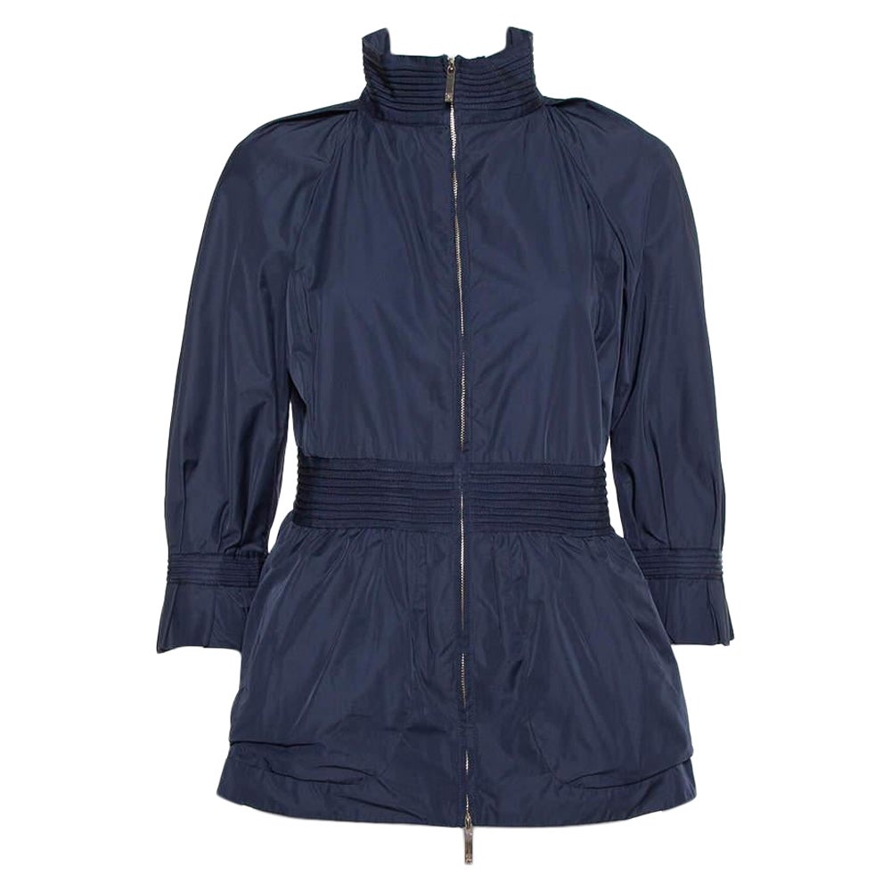CH Carolina Herrera Azul Marino Sintético Con Cremallera Delantera Peplum Chaqueta S