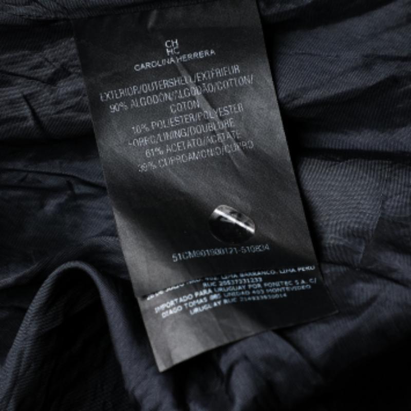 Noir CH Carolina Herrera Bleu marine Robe évasée en coton texturé S