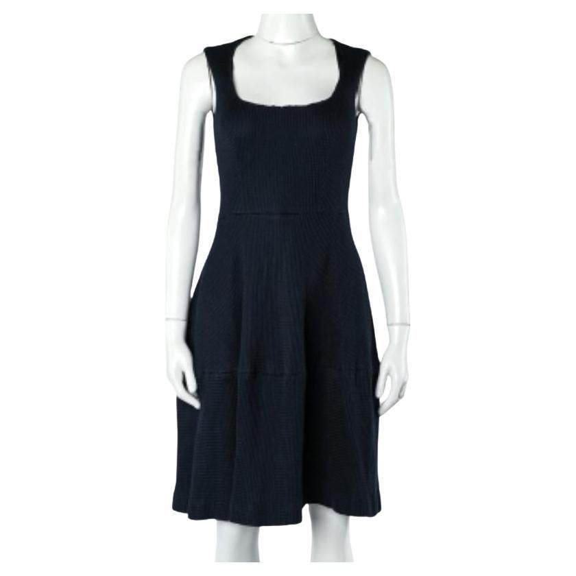 CH Carolina Herrera - Vestito svasato in cotone testurizzato blu navy S