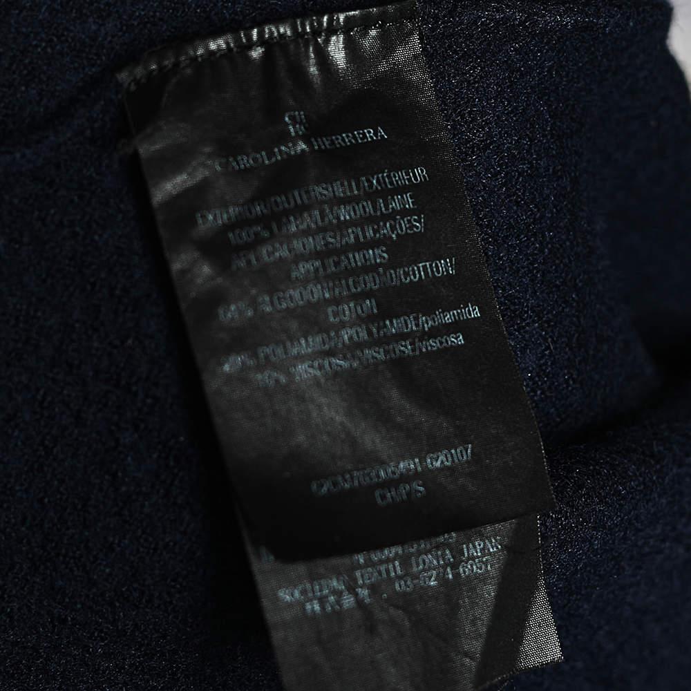 CH Carolina Herrera Navy Blue Wool & Lace Trim Detailed Jumper S For Sale 2