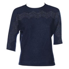 CH Carolina Herrera Jersey azul marino con detalle de lana y encaje S