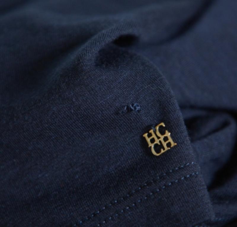 Women's CH Carolina Herrera Navy Blue Wool & Silk Top XS For Sale