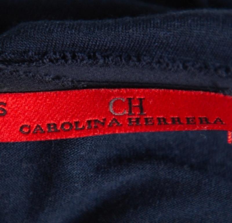 CH Carolina Herrera Navy Blue Wool & Silk Top XS For Sale 1