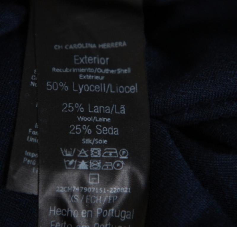 CH Carolina Herrera Navy Blue Wool & Silk Top XS For Sale 2