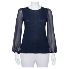 CH Carolina Herrera Navy Blue Wool & Silk Top XS