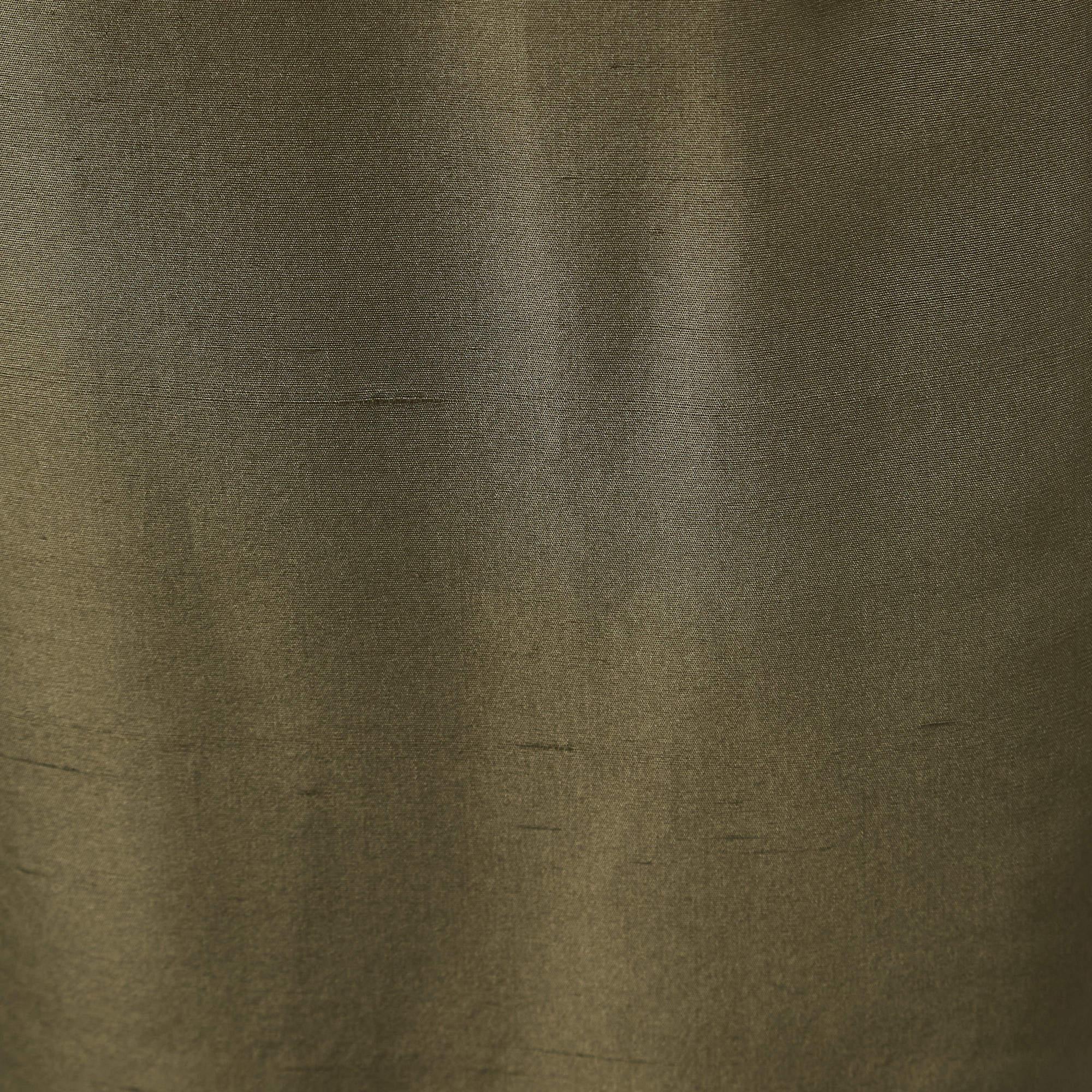 CH Carolina Herrera Olive Green Silk Front Buttoned Short Dress M In Good Condition In Dubai, Al Qouz 2