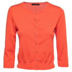 CH Carolina Herrera Chaqueta de punto naranja con botones XS