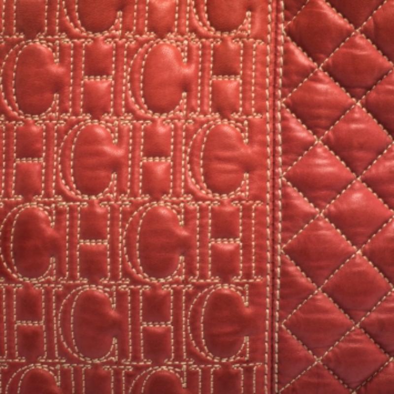 Rosa CH Carolina Herrera Tote con manico a catena in pelle arancione in vendita