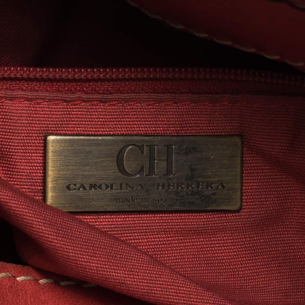 CH Carolina Herrera Orange Leather Chain Handle Tote 3