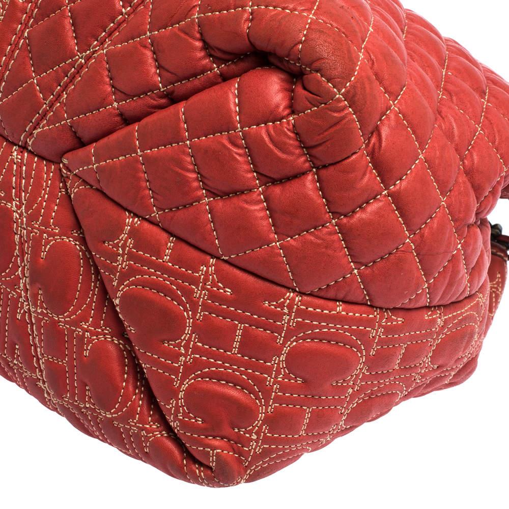 CH Carolina Herrera Orange Leather Chain Handle Tote 4