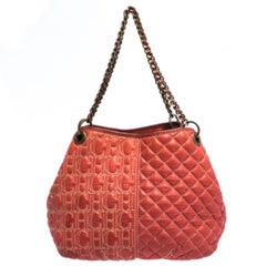CH Carolina Herrera Orange Leather Chain Handle Tote