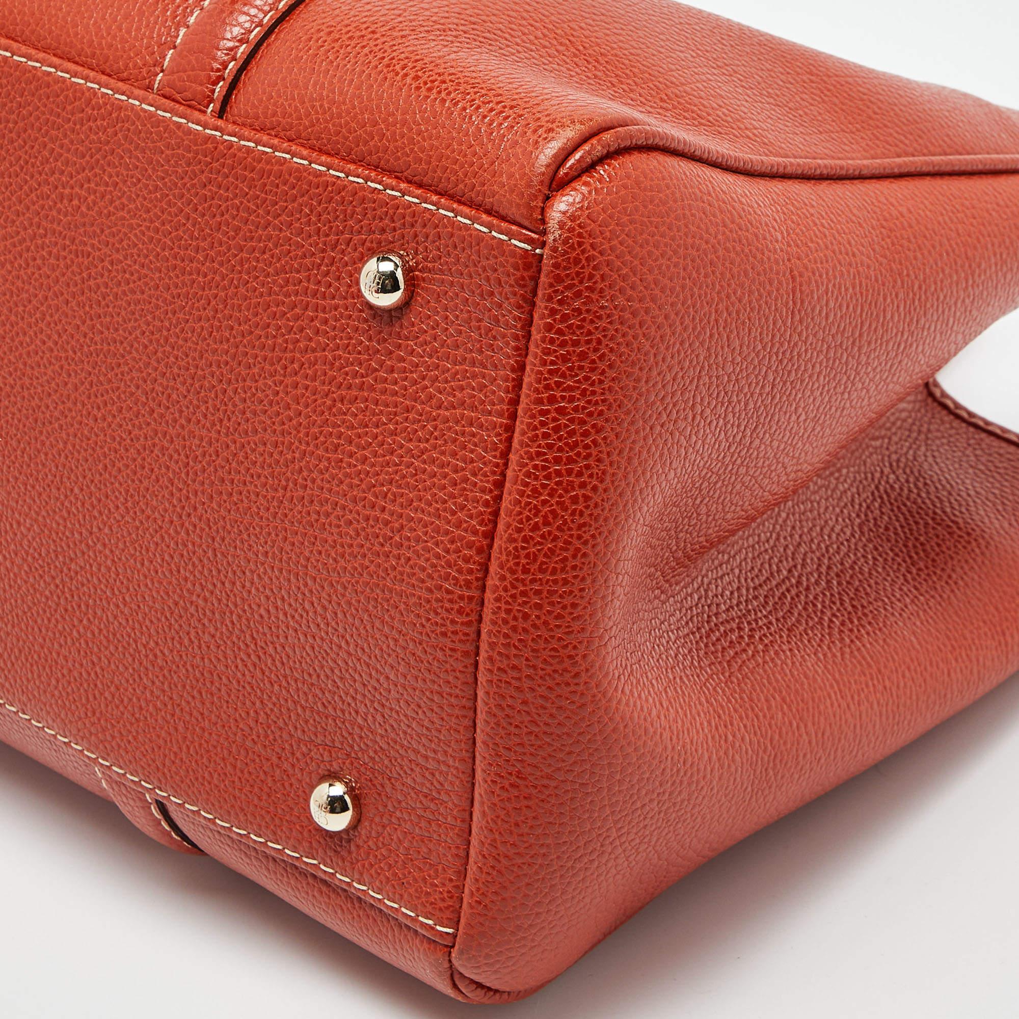 CH Carolina Herrera Orange Leather Matteo Tote 6