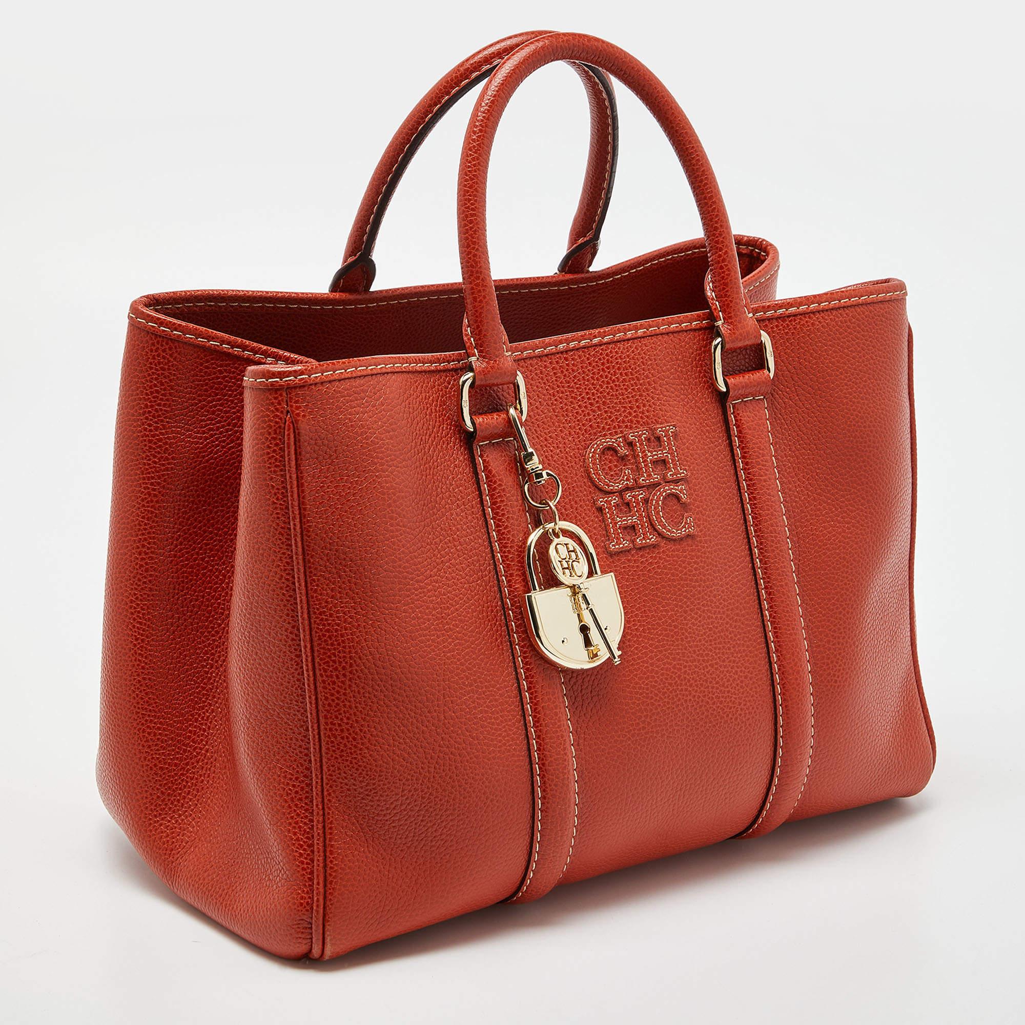 Women's CH Carolina Herrera Orange Leather Matteo Tote