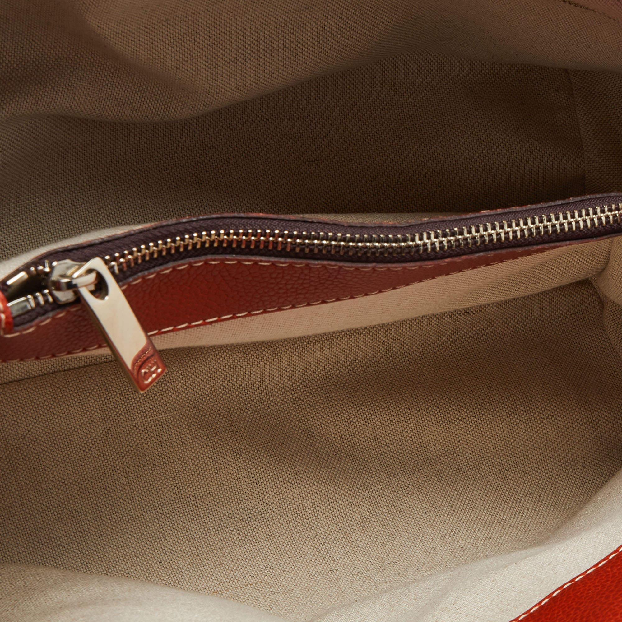 CH Carolina Herrera Orange Leather Matteo Tote 3