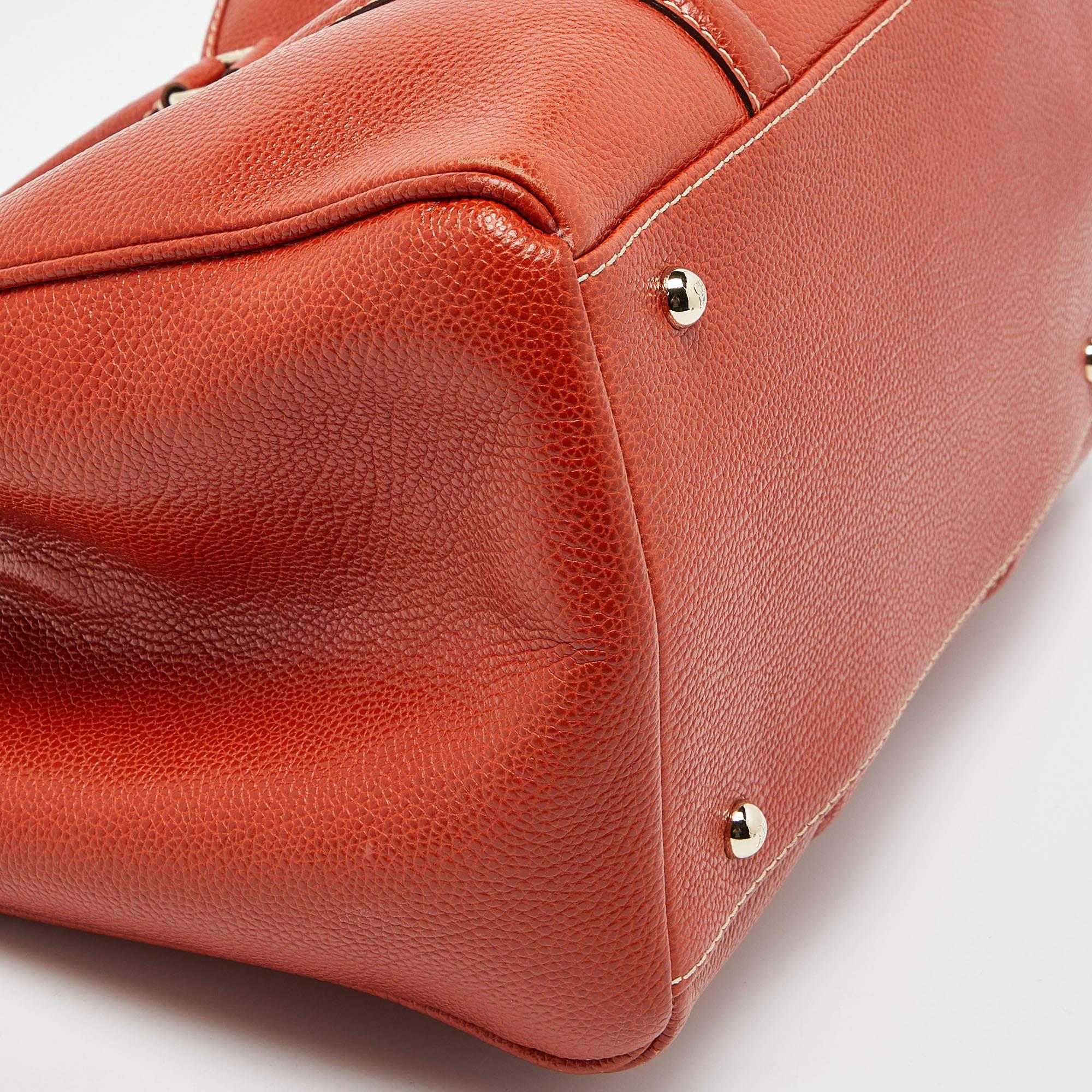 CH Carolina Herrera Orange Leather Matteo Tote 5