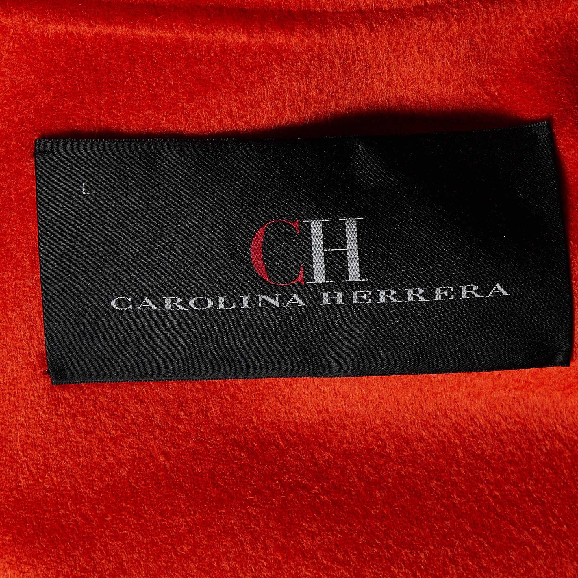 CH Carolina Herrera Orange Wool Double Breasted Short Coat L In Excellent Condition In Dubai, Al Qouz 2