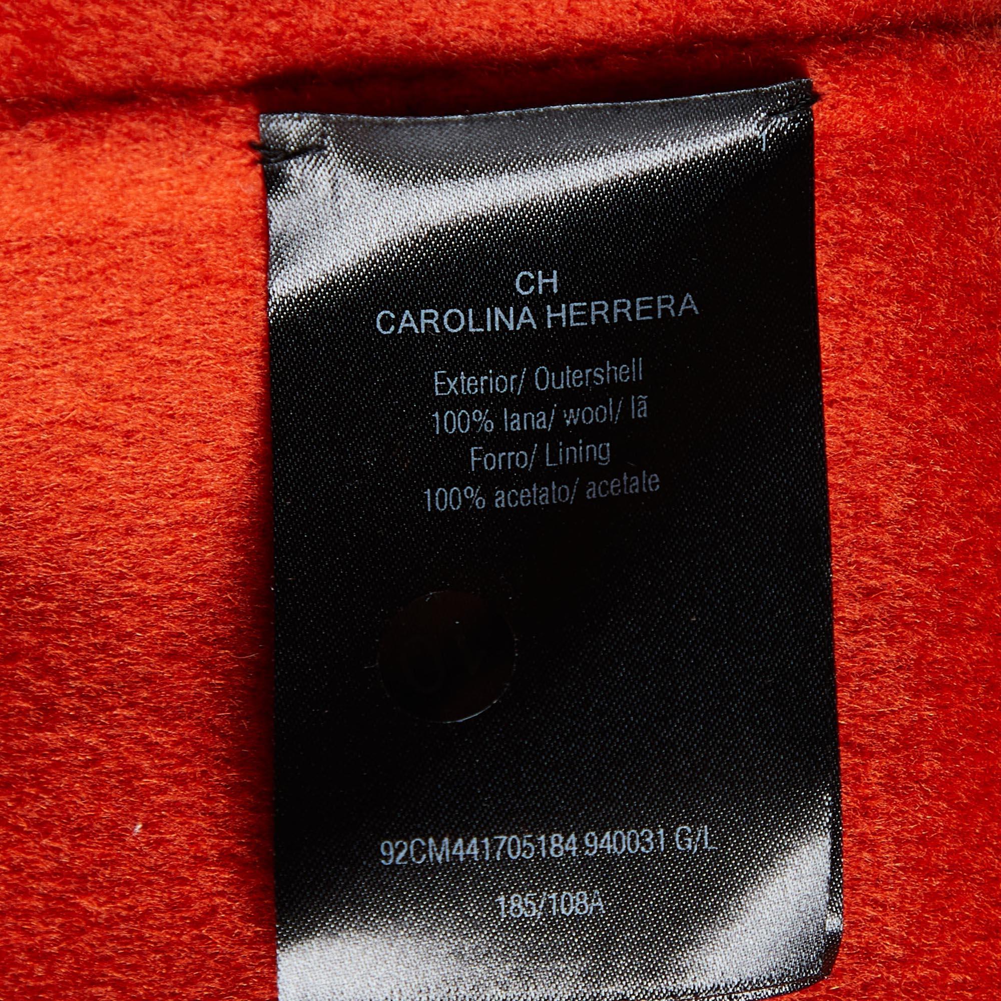 CH Carolina Herrera Orange Wool Double Breasted Short Coat L 1