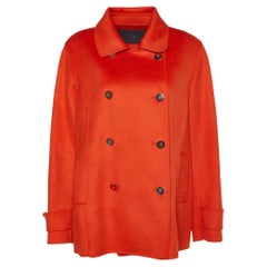 CH Carolina Herrera Orange Wool Double Breasted Short Coat L