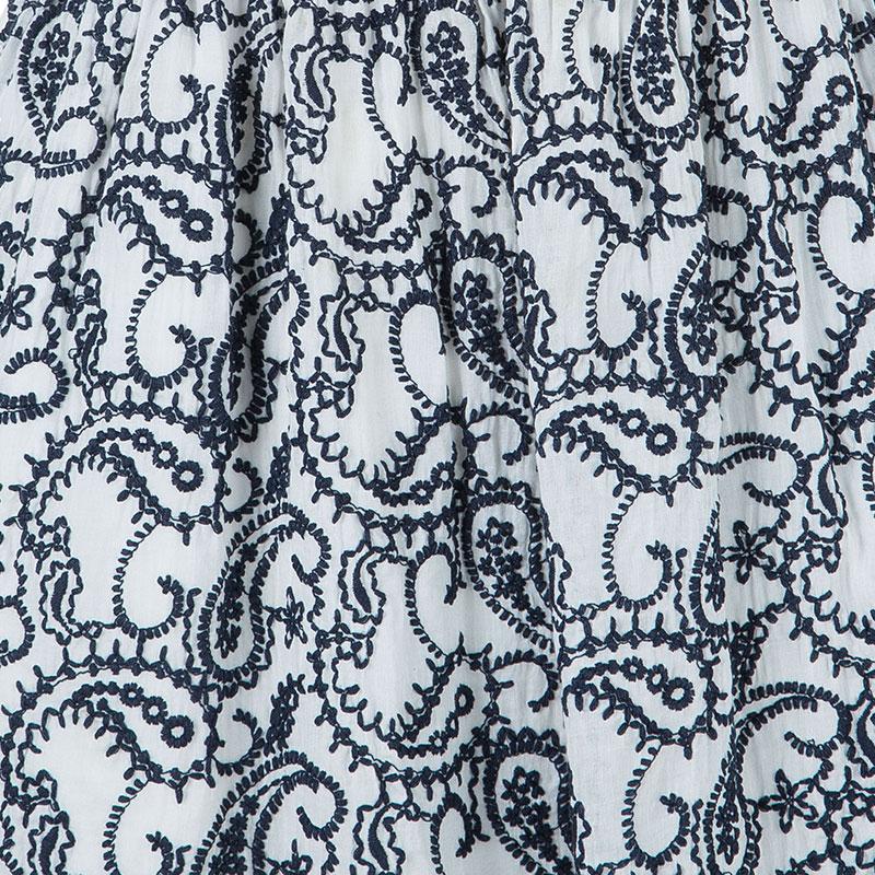 Gray CH Carolina Herrera Paisley Embroidered Dress L