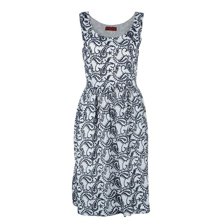 CH Carolina Herrera Paisley Embroidered Dress L For Sale at 1stDibs