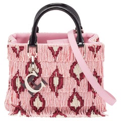 CH Carolina Herrera Pink Beaded Fabric Small Duchess Tote