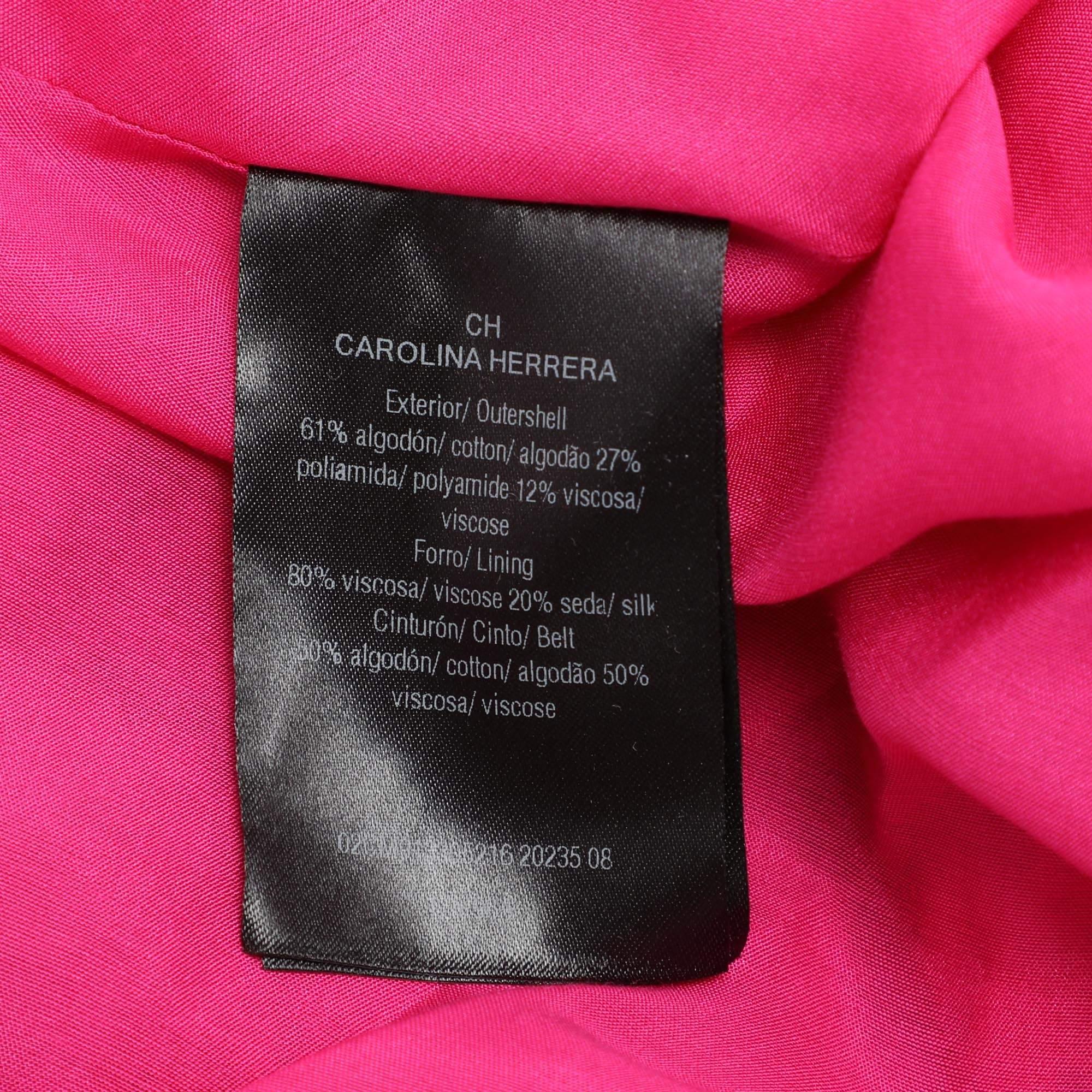 CH Carolina Herrera Pink Floral Lace Belted Midi Dress M 4