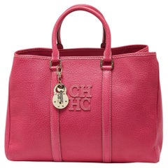 CH Carolina Herrera Rosa genarbte Matteo Tote aus Leder