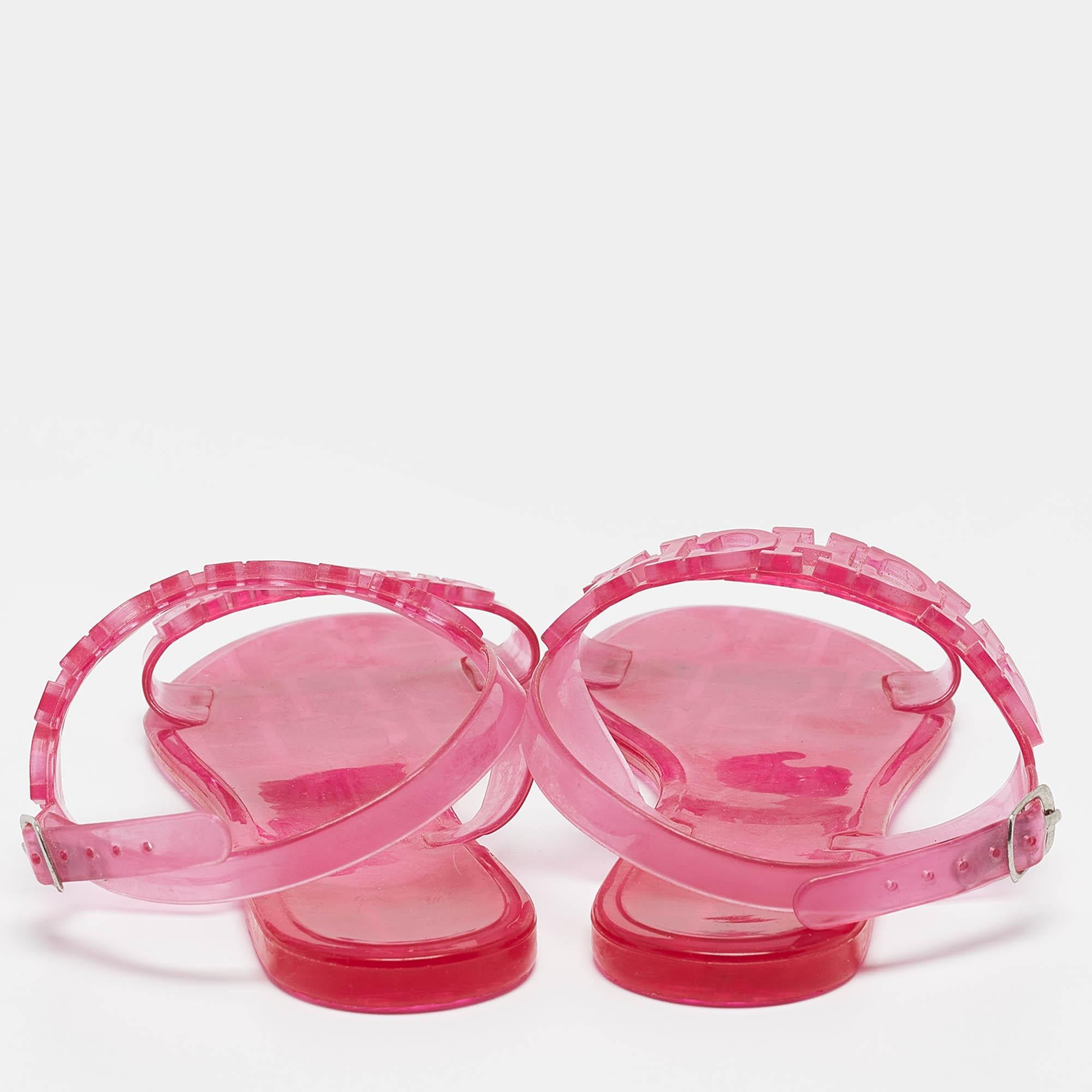 Sandales plates Carolina Herrera rose Jelly Ankle Strap Taille 37 Pour femmes en vente